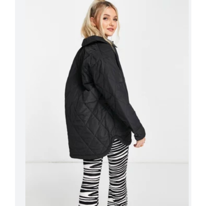 Asos Monki Liv Quilted Jacket Womens Small Black New — image 3 of 8